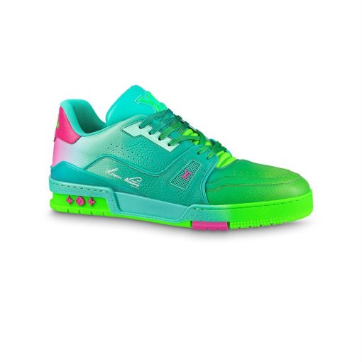 (1:1 replica) LOUIS VUITTTON TRAINER SNEAKERS IN GREEN GRAINED CALF LEATHER LVS002