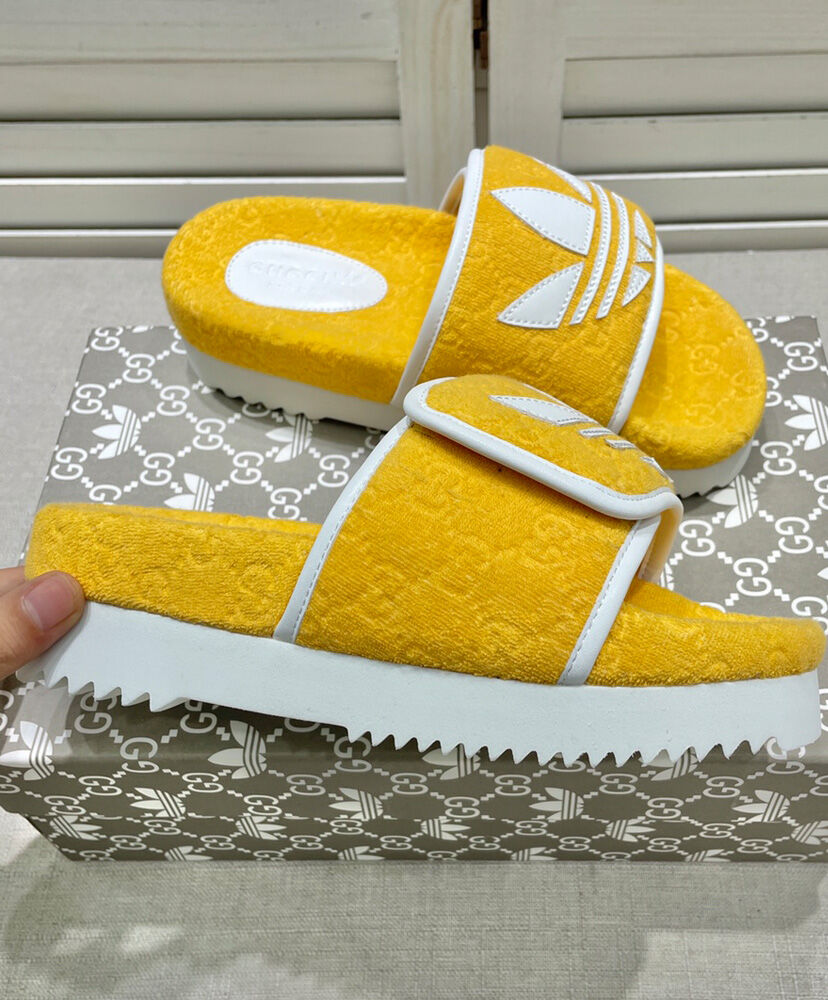(1:1 replica) Gucci x adidas Women s GG Platform Sandal