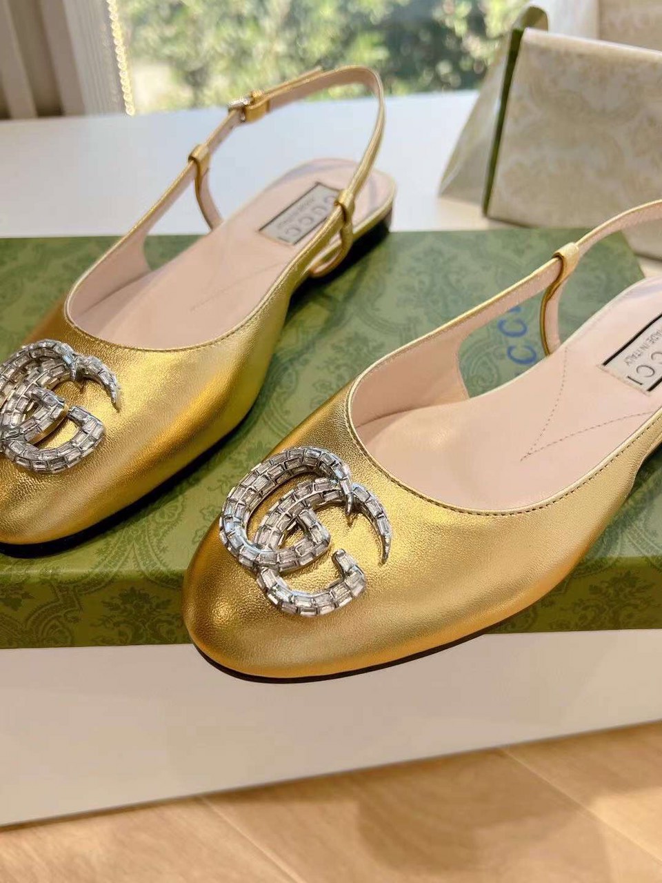 (1:1 replica) Gucci Slingback Flats Women s Shoes