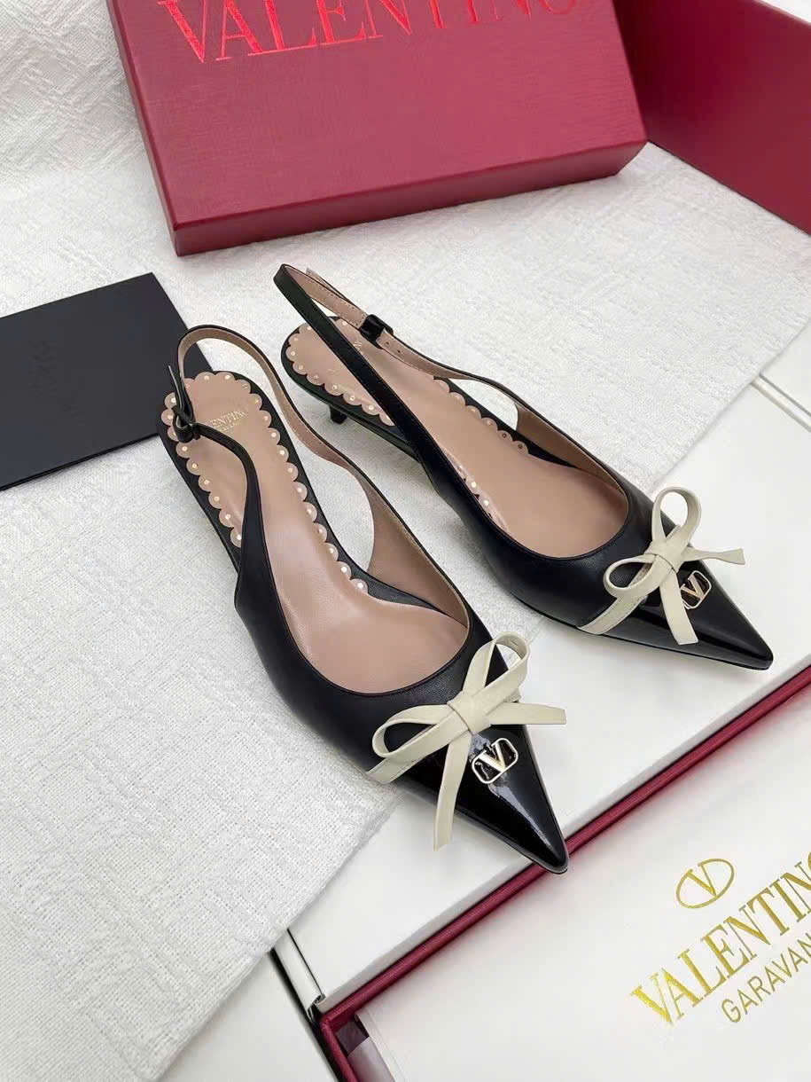 (1:1 replica) Vanlentino V-Logo Slingback Shoes 4cm/8cm