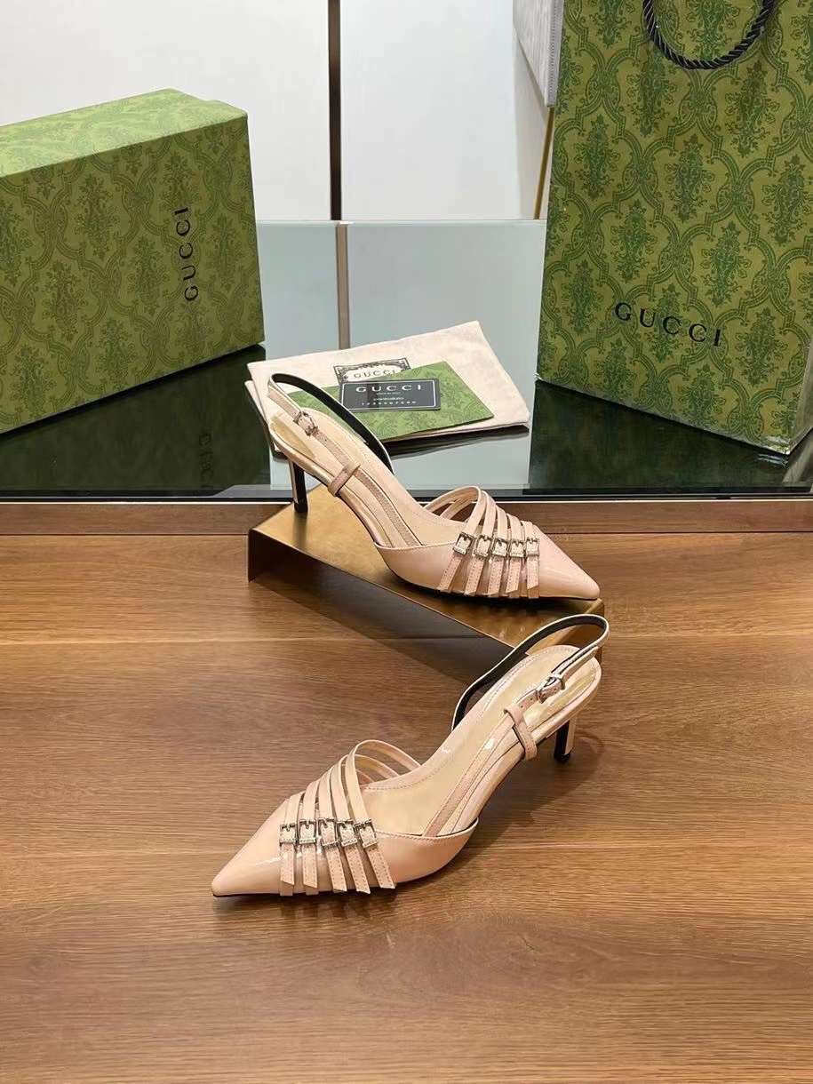 (1:1 replica) Gucci Leather Slingback Women s Shoes 6.5cm News