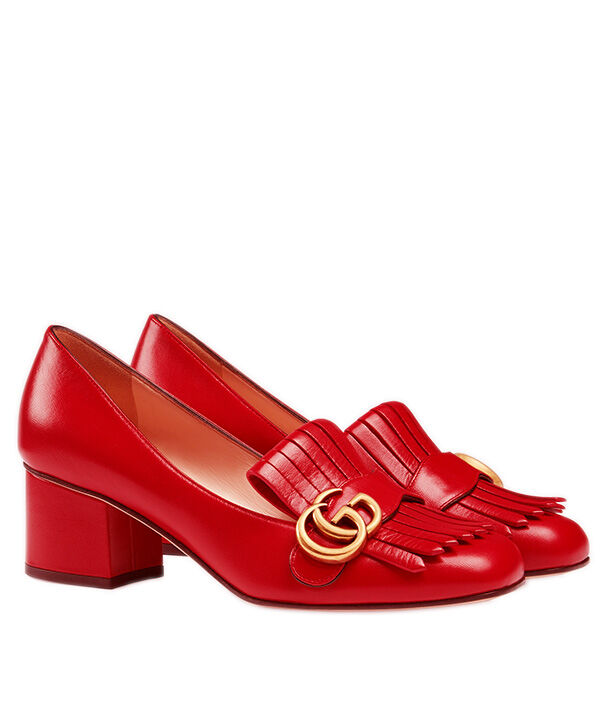 (1:1 replica) Gucci Leather mid-heel pump 408208