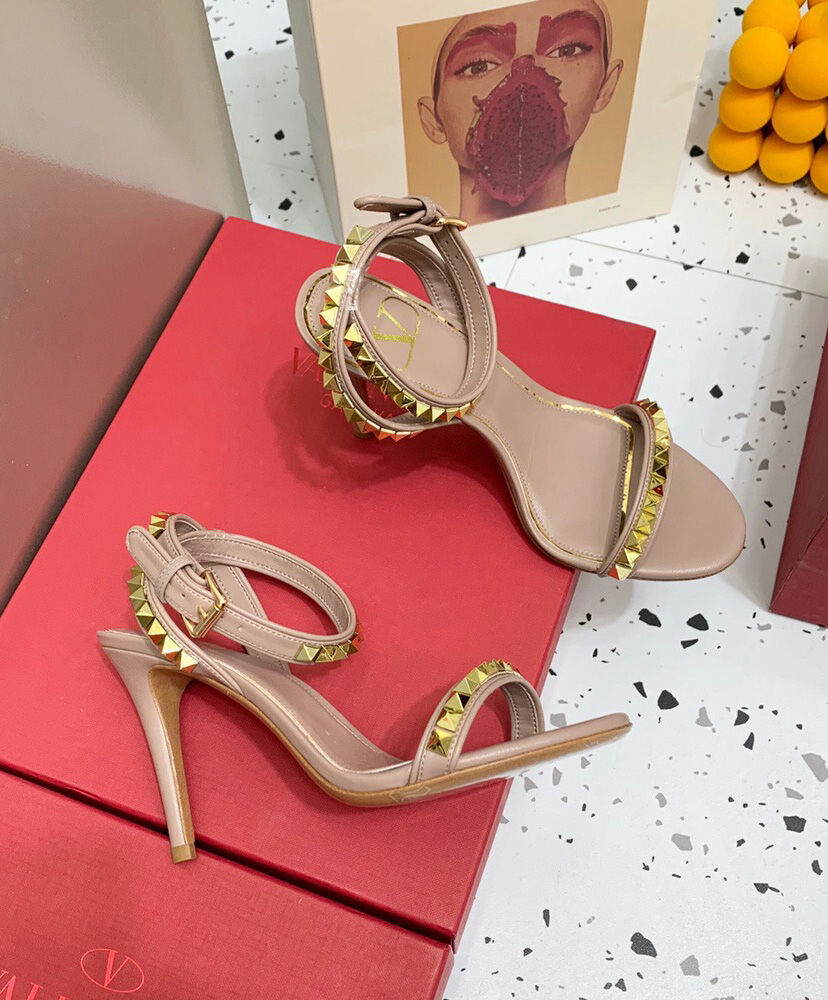 (1:1 replica) Valentino Women s Rockstud No Limit Sandal In Metallic Nappa 100MM