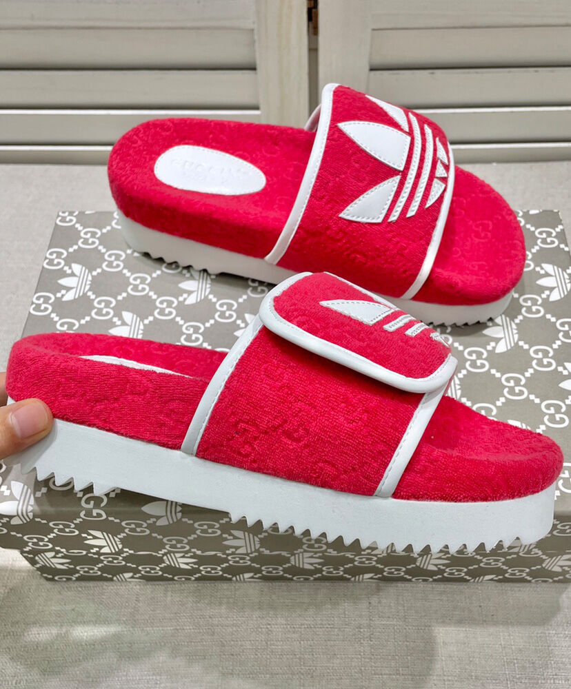 (1:1 replica) Gucci x adidas Women s GG Platform Sandal