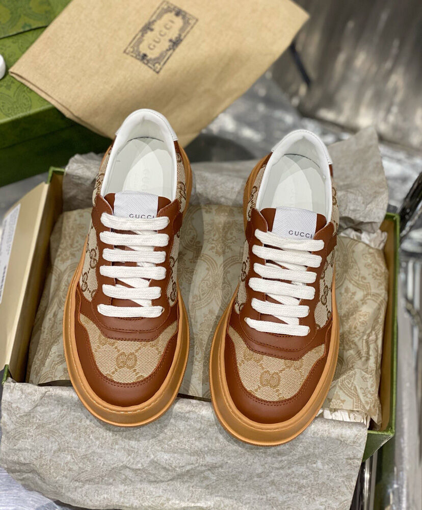 (1:1 replica) Gucci Unisex GG Sneaker 676092 Coffee