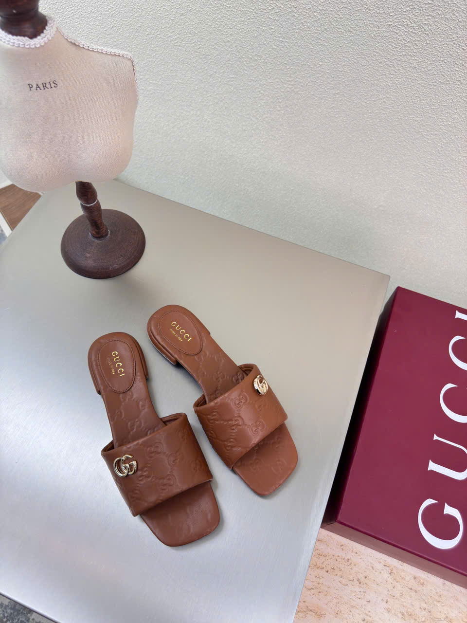 (1:1 replica) Gucci GG Marmont Slide Sandals