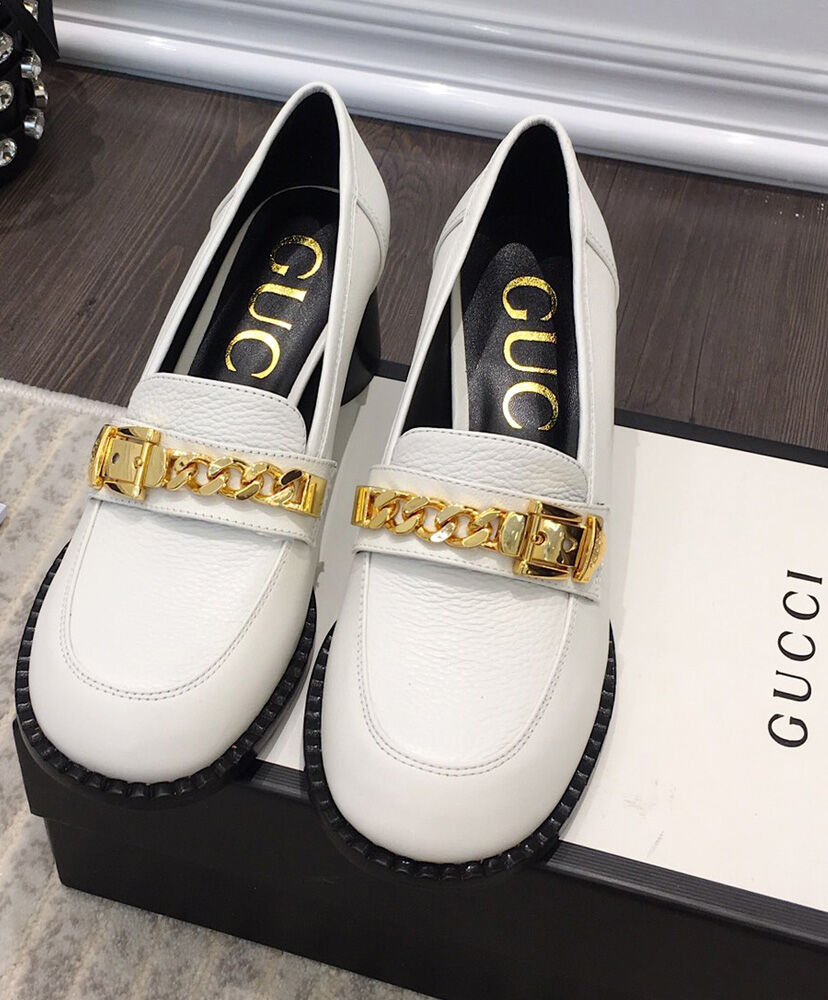 (1:1 replica) Gucci Women s Mid-heel Loafer With Chain 626767