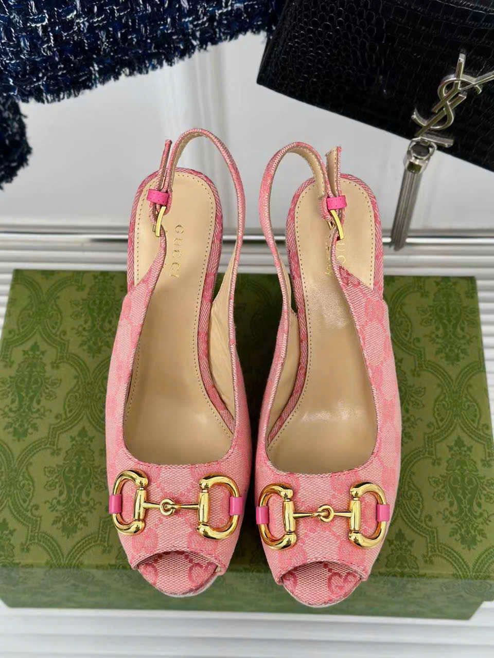 (1:1 replica) Gucci Wedge Women s Sandal 12cm