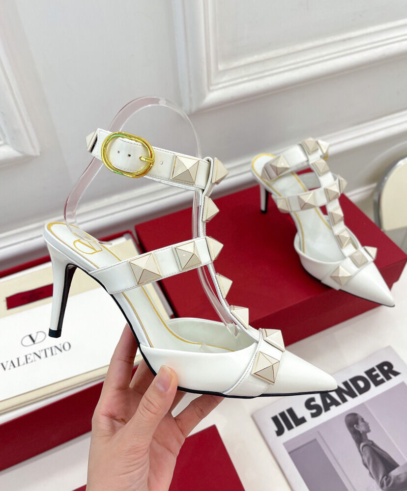 (1:1 replica) Valentino Women s Roman Stud Pump Calfskin Enameled 80 MM