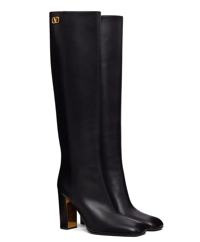 (1:1 replica) Valentino Garavani Golden Walk Calfskin Boots 95MM Black