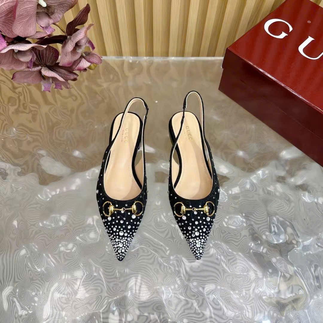(1:1 replica) Gucci Horsebit Women s Slingback Shoes 2cm