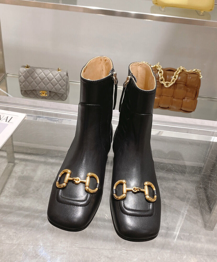 (1:1 replica) Gucci Women s Boots With Horsebit 673666 Black