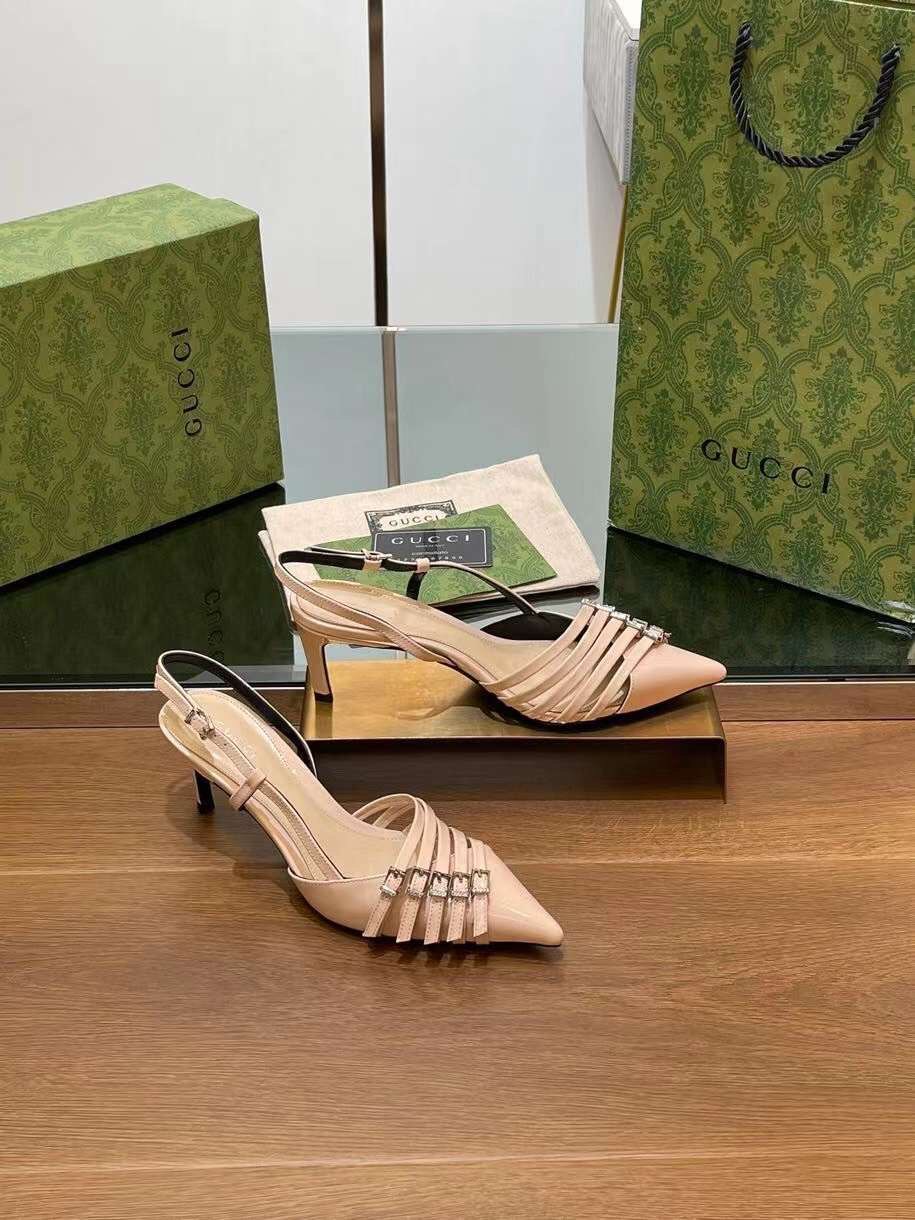 (1:1 replica) Gucci Leather Slingback Women s Shoes 6.5cm News