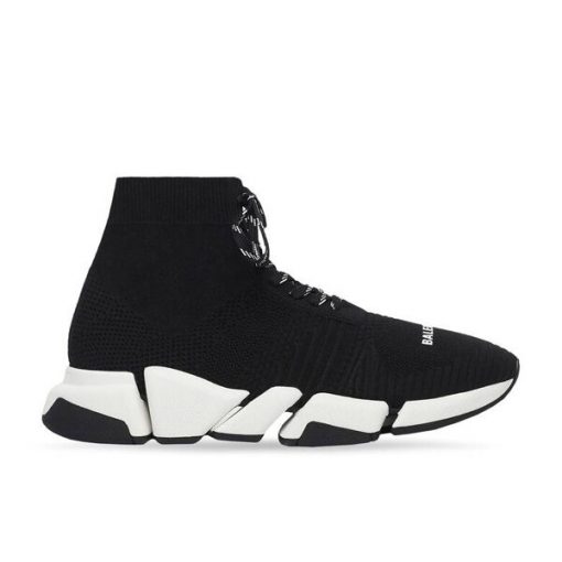 (1:1 replica) BALENCIAGA MEN S SPEED 2.0 LACE-UP RECYCLED KNIT SNEAKER IN BLACK/WHITE BLA033