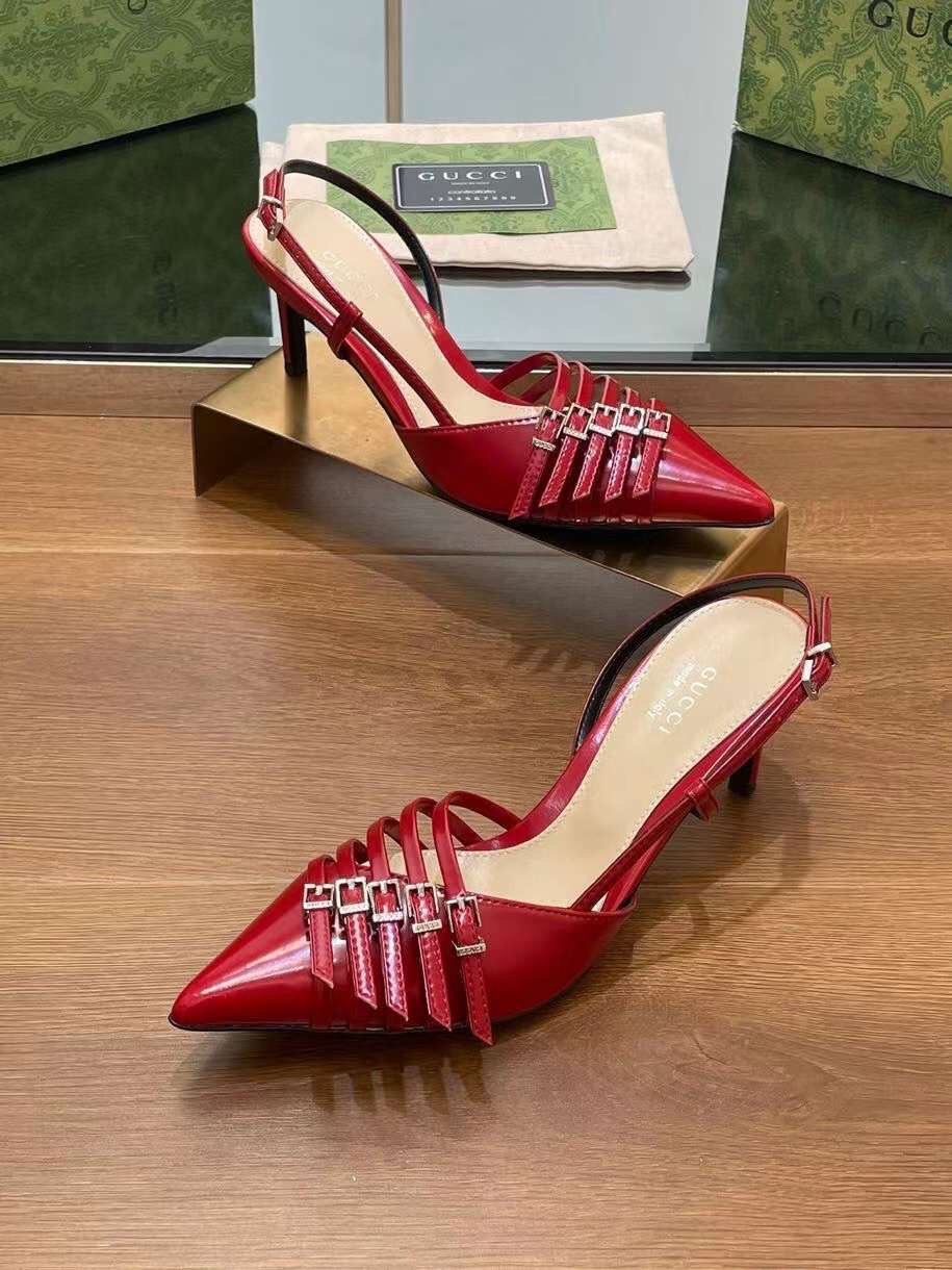 (1:1 replica) Gucci Leather Slingback Women s Shoes 6.5cm News