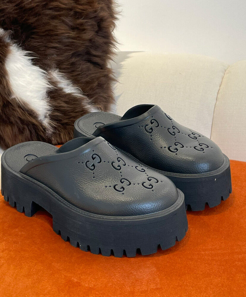 (1:1 replica) Gucci Women s Platform Perforated G Sandal