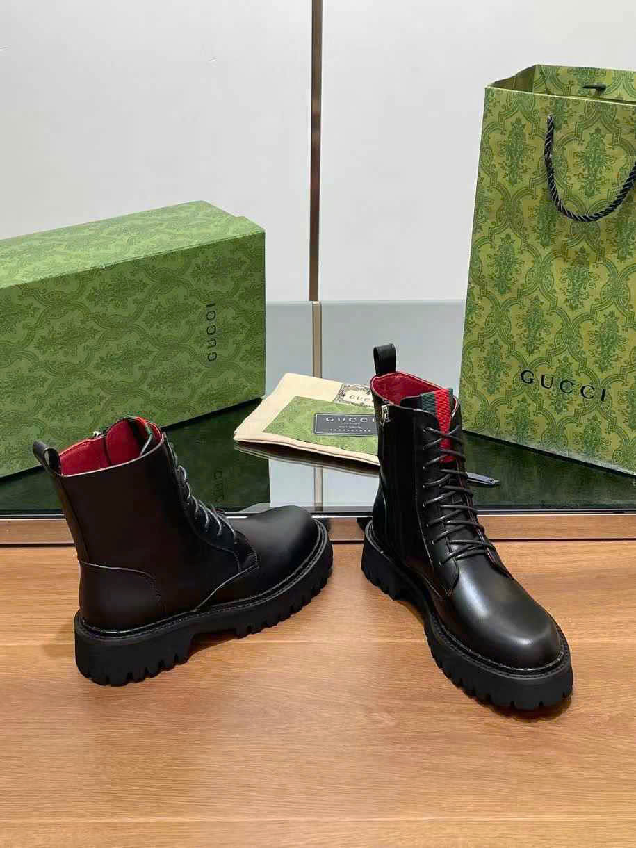 (1:1 replica) Gucci Leather Ankle Boots