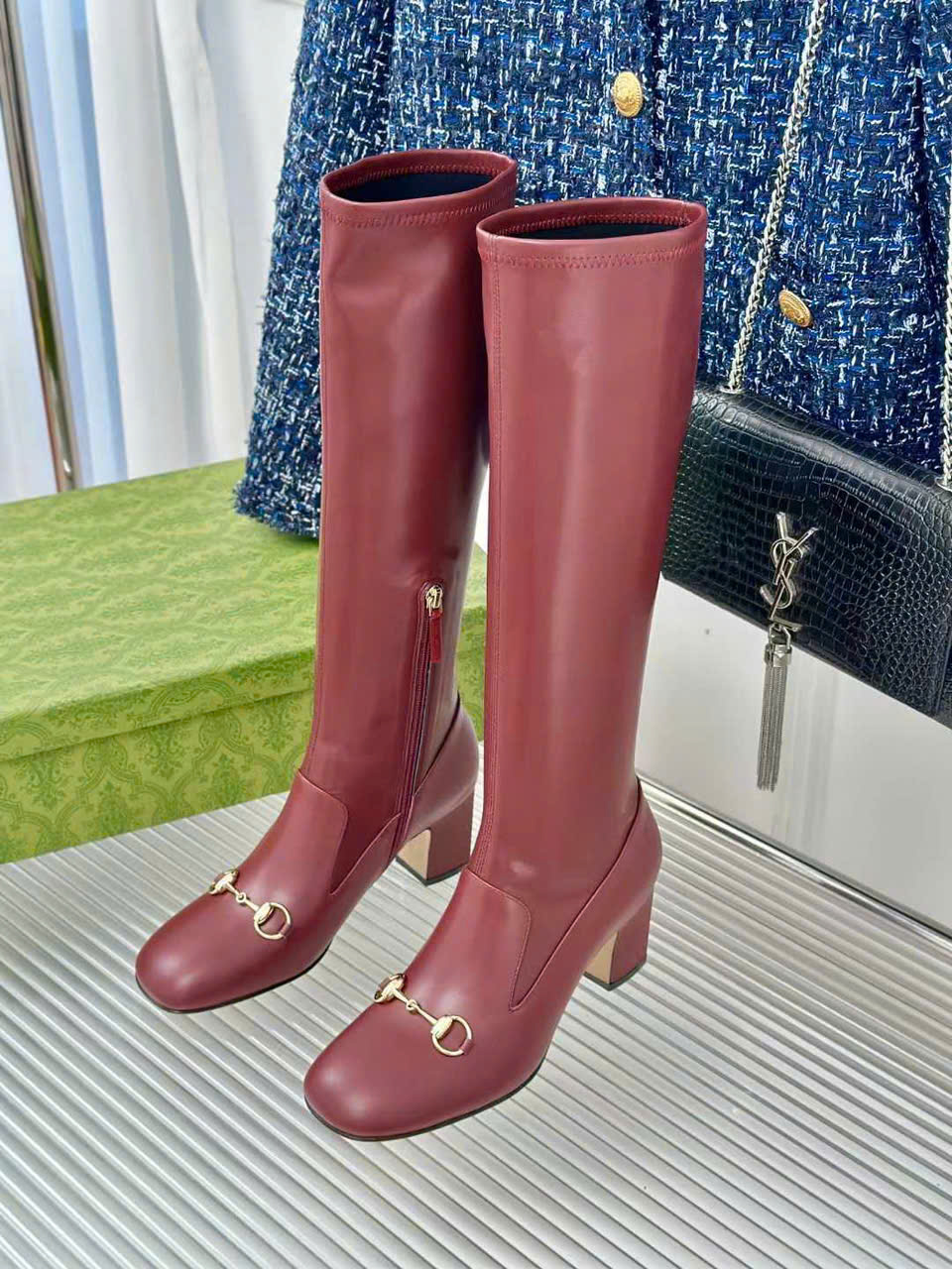 (1:1 replica) Gucci Horsebit Leather Long Boots