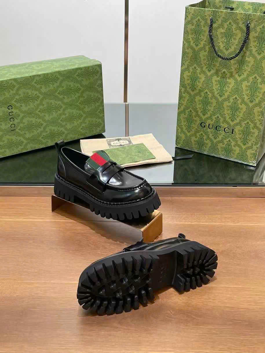 (1:1 replica) Gucci Leather Loafers Shoes