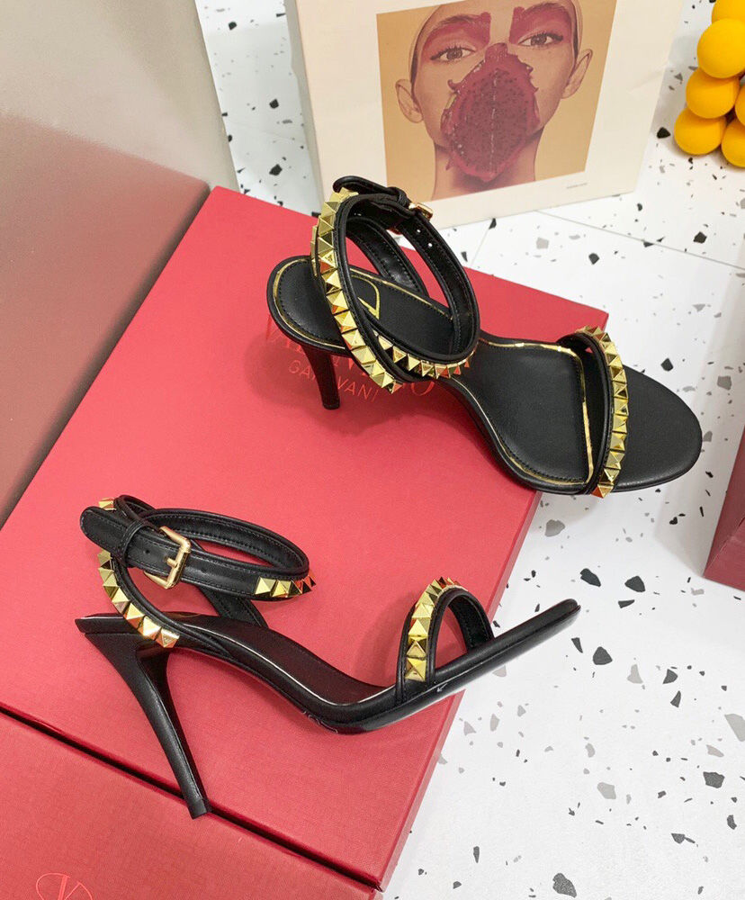 (1:1 replica) Valentino Women s Rockstud No Limit Sandal In Metallic Nappa 100MM