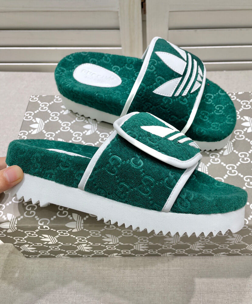 (1:1 replica) Gucci x adidas Women s GG Platform Sandal