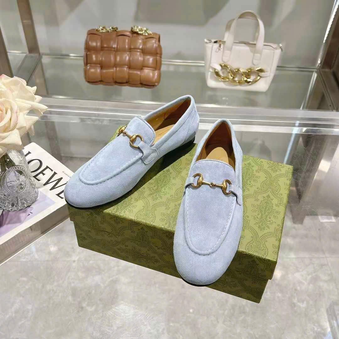 (1:1 replica) Gucci Horsebit Suede Leather Women s Loafer Shoes
