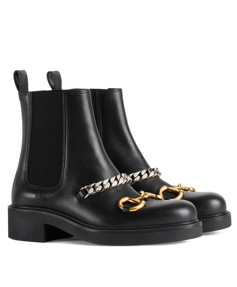 (1:1 replica) Gucci Women s Chelsea Boot With Chain 670393 Black