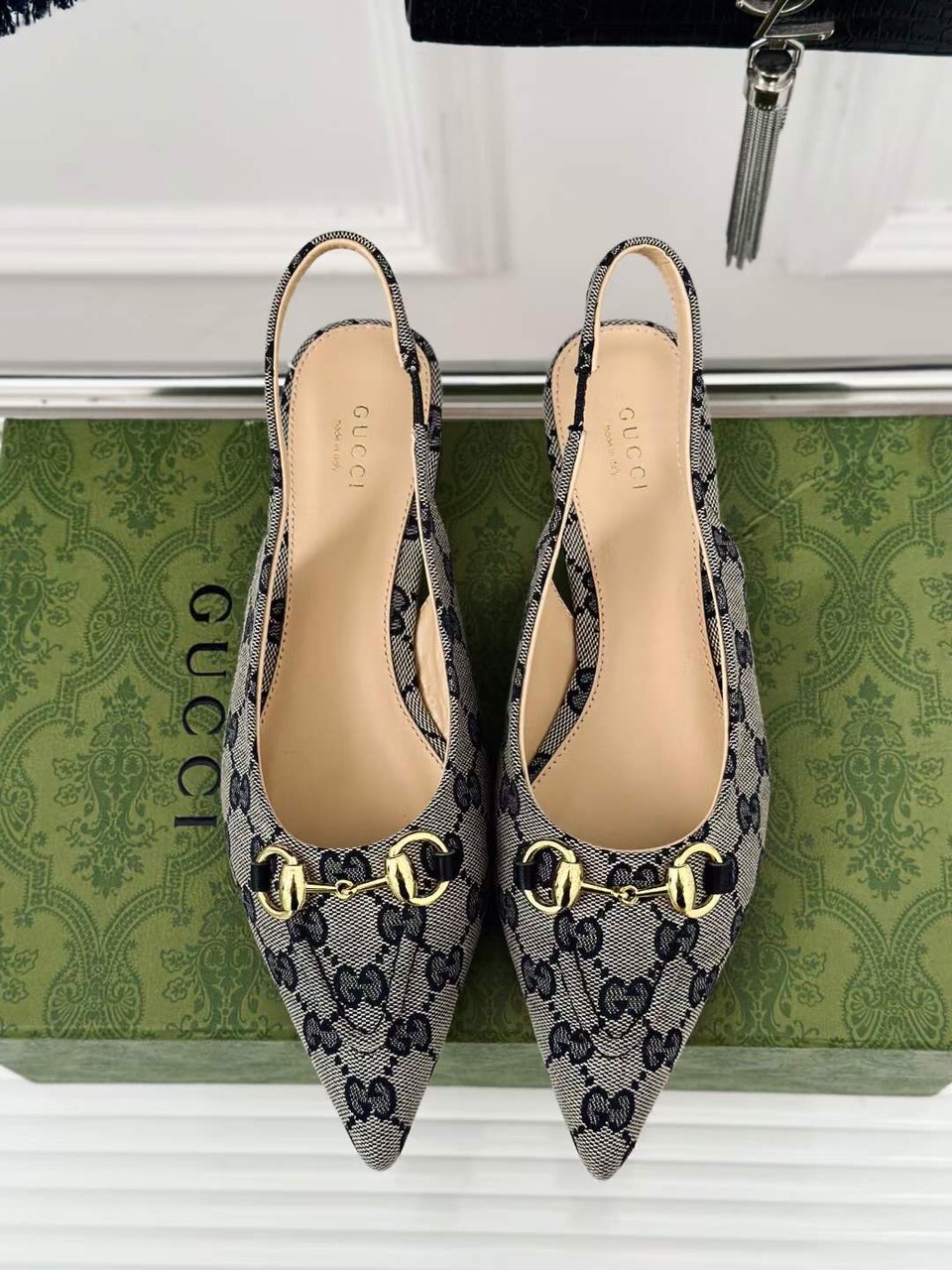 (1:1 replica) Gucci Horsebit Slingback Women s Shoes