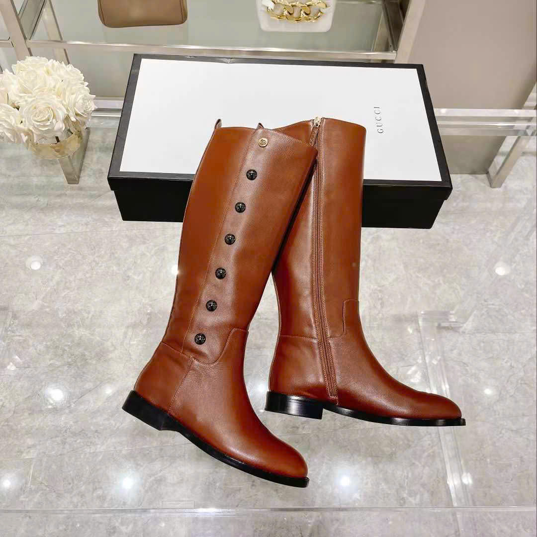 (1:1 replica) Gucci GG Leather Long Boots