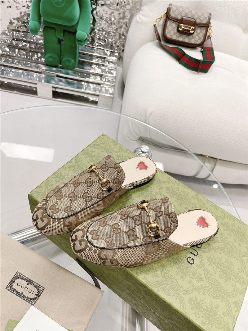 (1:1 replica) Gucci Beige Gg Princetown Slippers