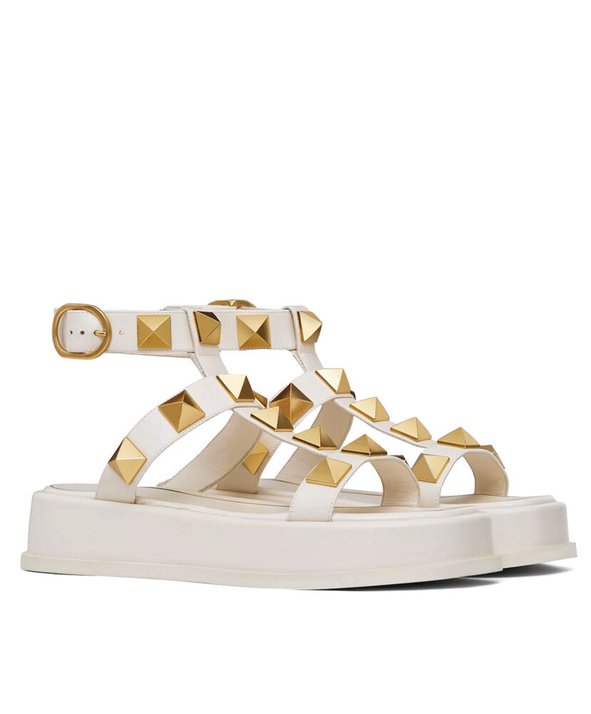 (1:1 replica) Valentino Women s Roman Stud Calfskin Flatform Sandal 40mm