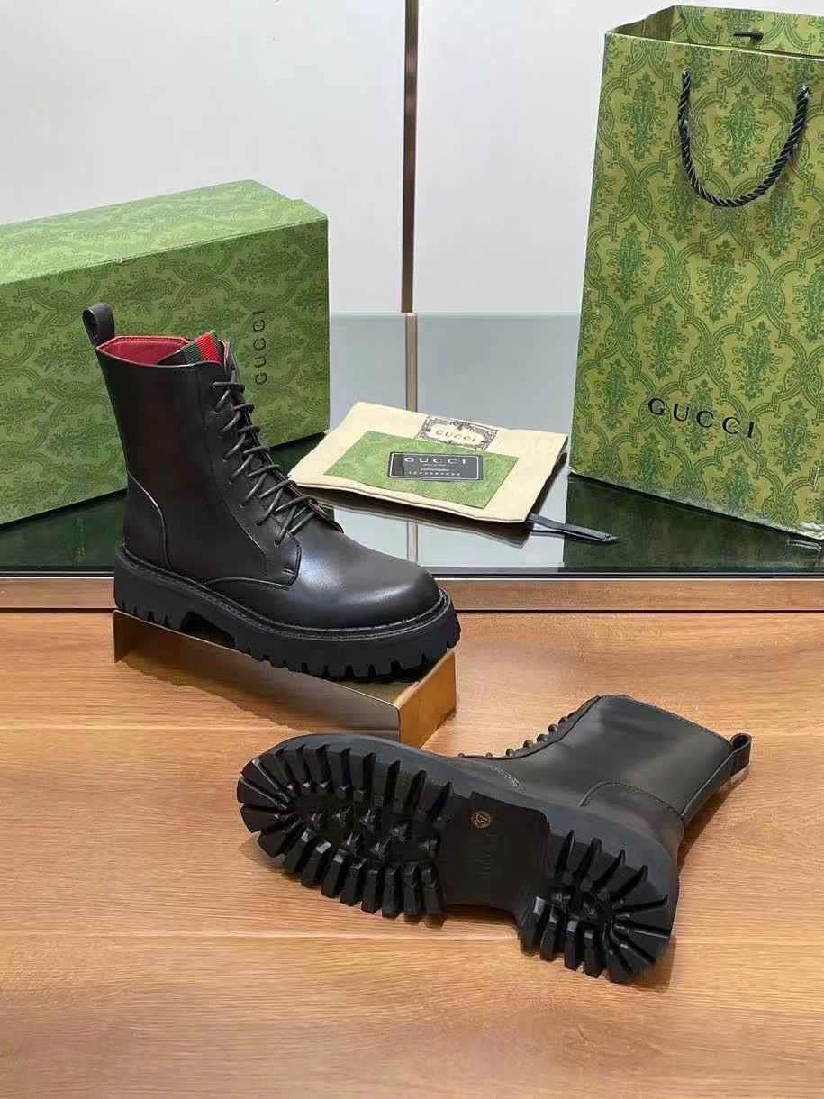 (1:1 replica) Gucci Leather Ankle Boots
