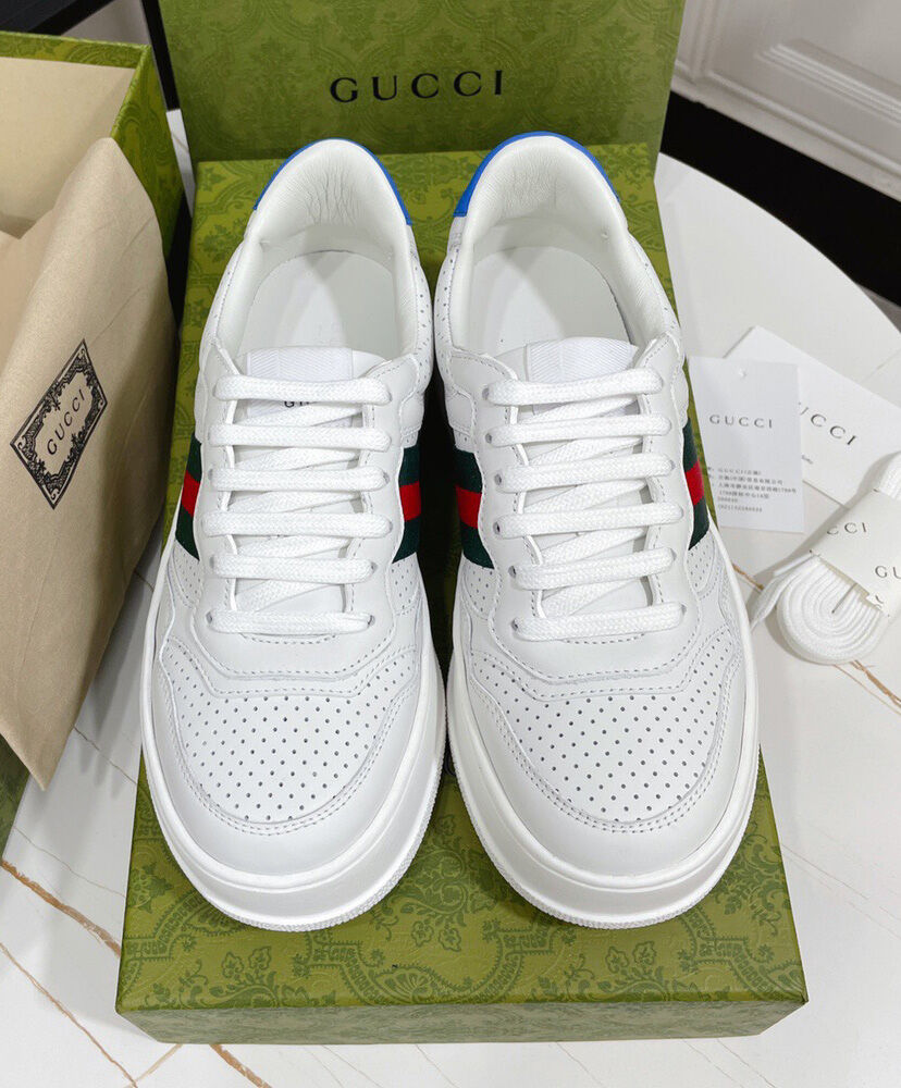 (1:1 replica) Gucci Unisex Sneaker With Web White