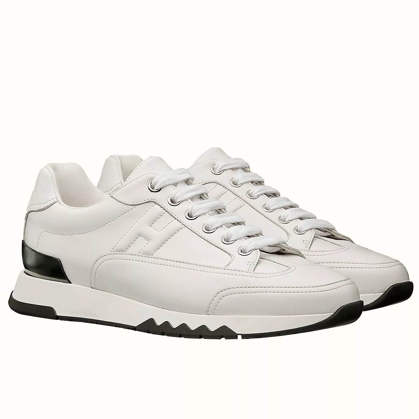 (1:1 replica) Hermes Men s Trail Sneakers In White Calfskin Leather HM038