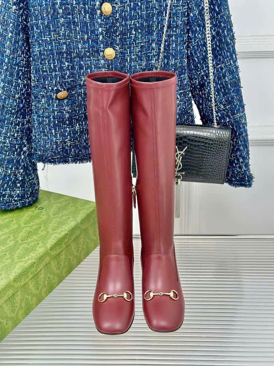 (1:1 replica) Gucci Horsebit Leather Long Boots