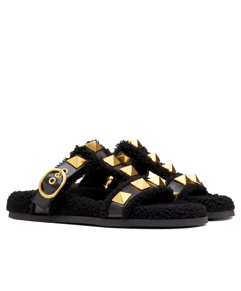 (1:1 replica) Valentino Women s Roman Stud Calfskin Slide Sandal 35 MM