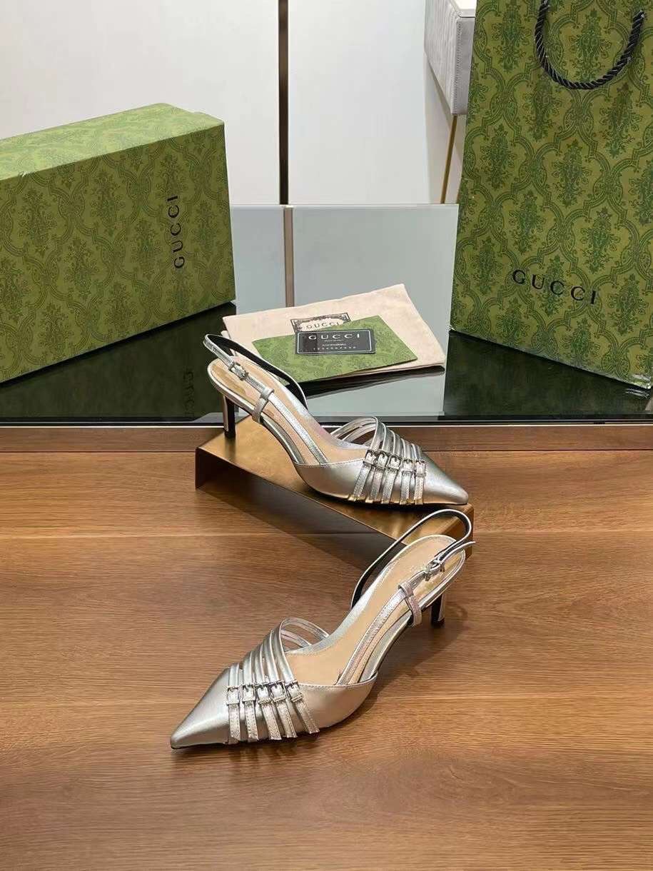 (1:1 replica) Gucci Leather Slingback Women s Shoes 6.5cm News