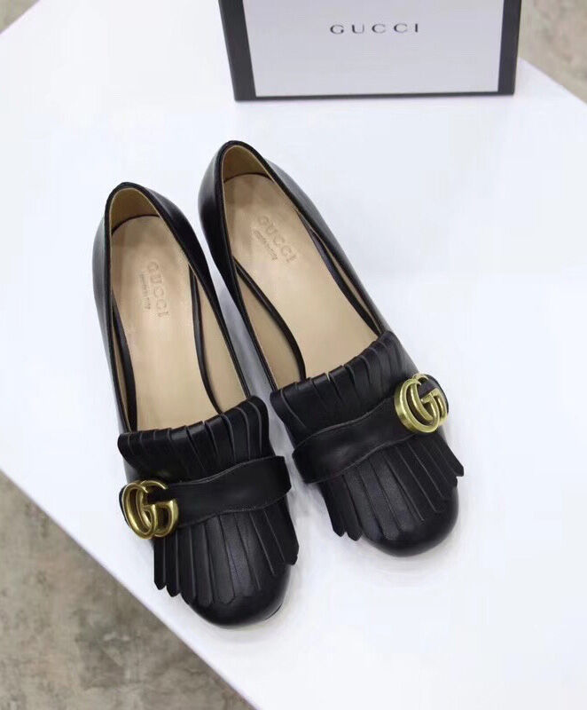 (1:1 replica) Gucci Leather mid-heel pump 408208