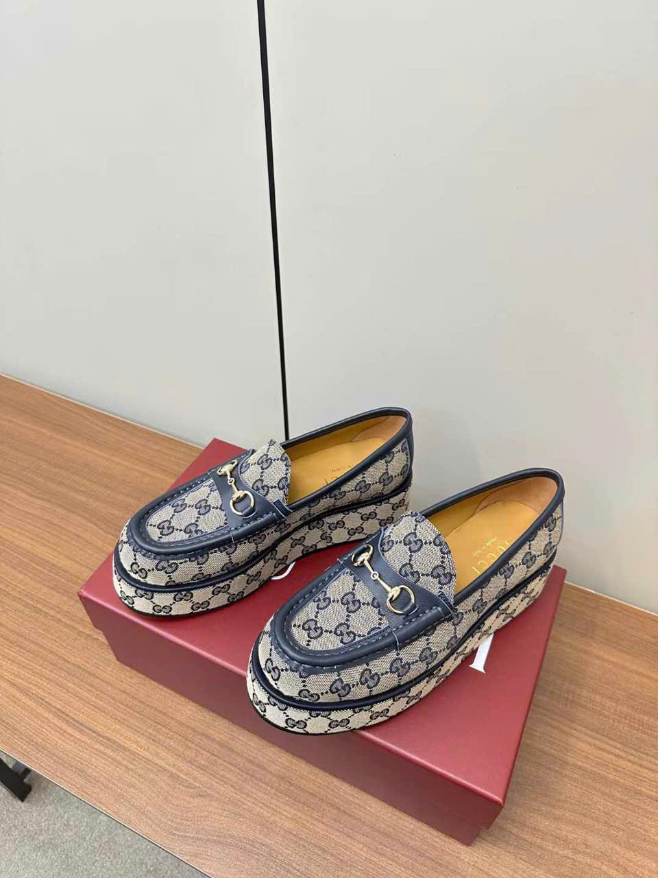 (1:1 replica) Gucci Horsebit Wedge Loafer Women s Shoes