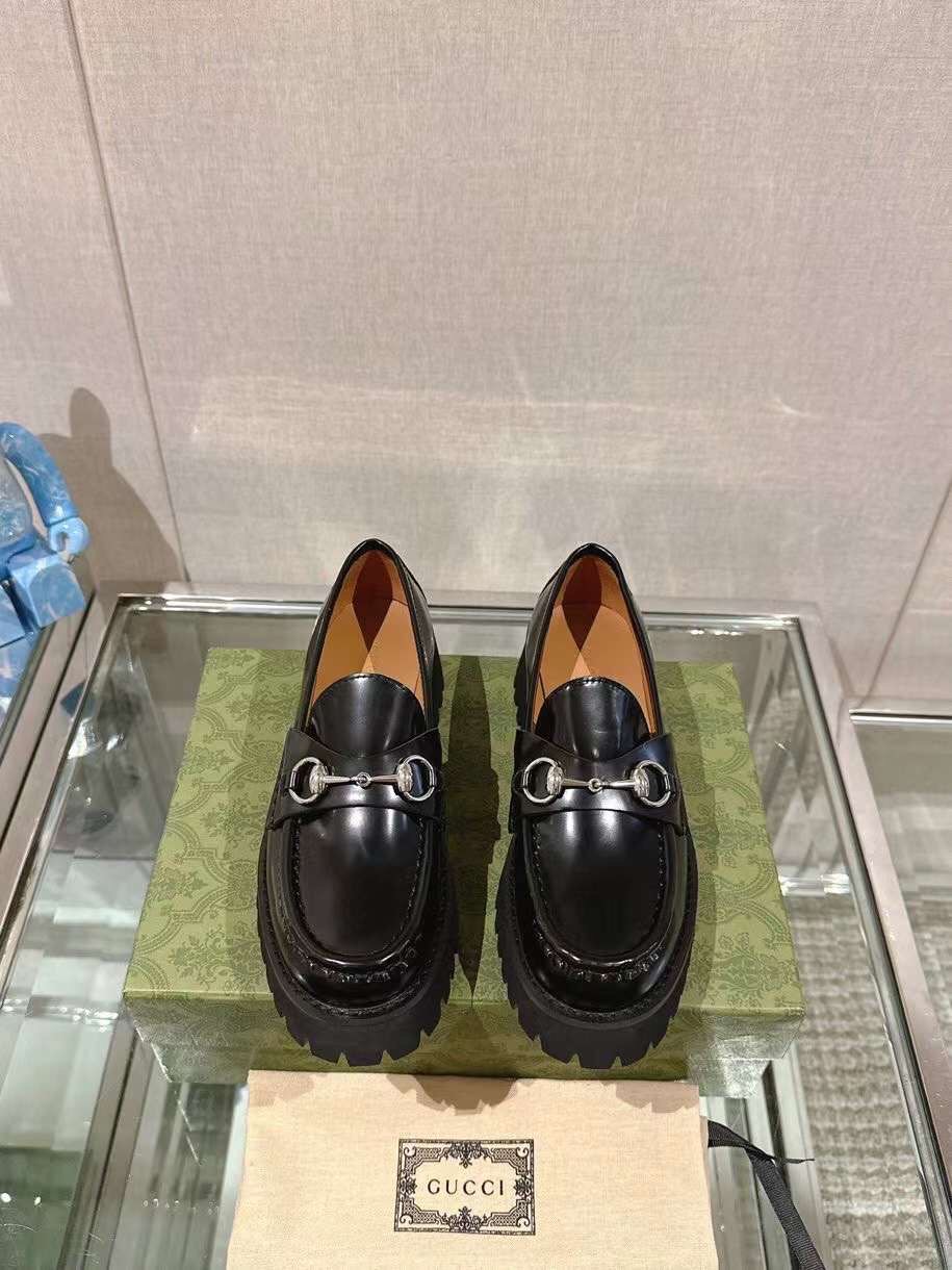 (1:1 replica) Gucci Horsebit Loafer Leather Women s Shoes