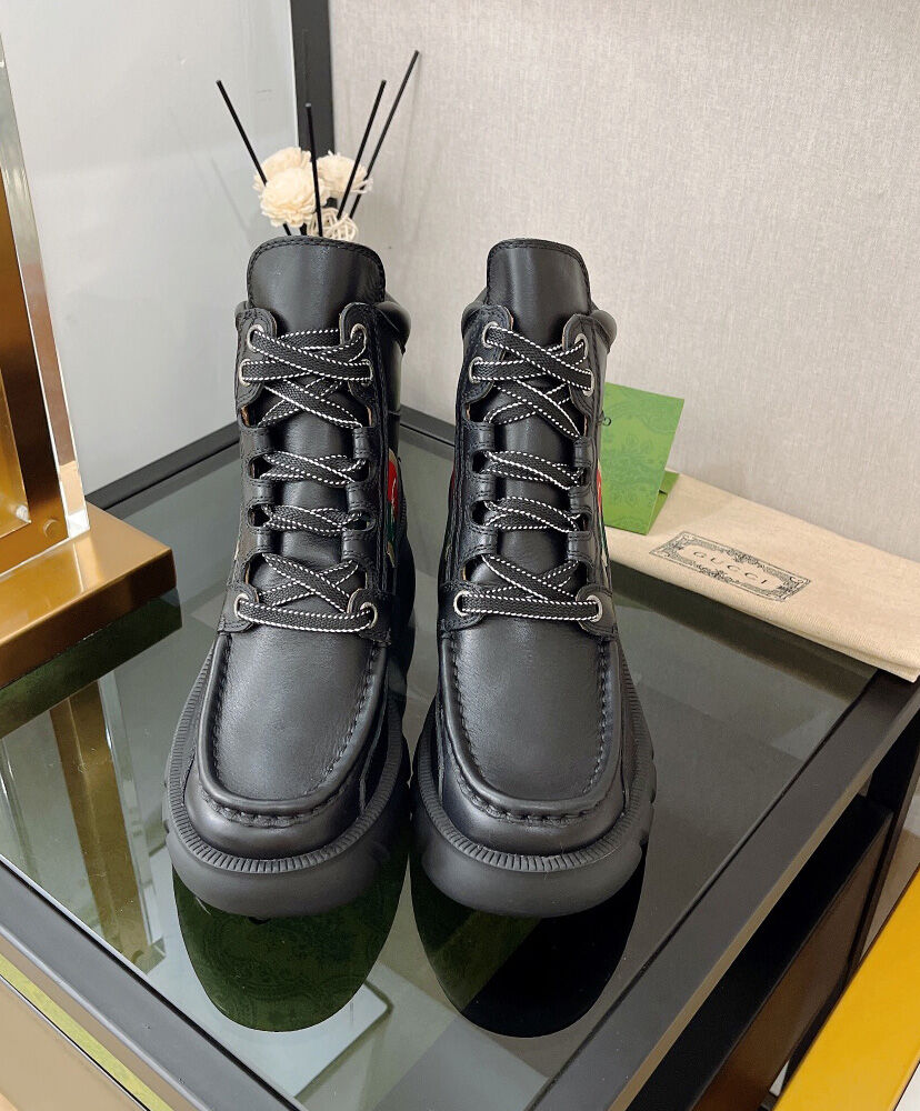 (1:1 replica) Gucci Women s Ankle Boot With Interlocking G 663594 Black