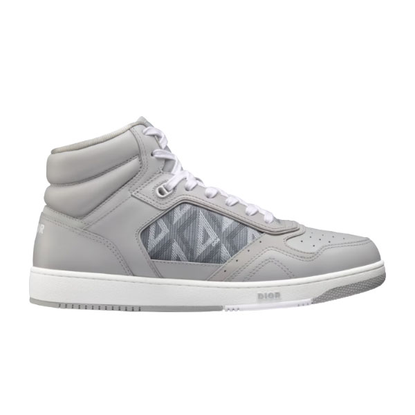 (1:1 replica) DIOR B27 HIGH-TOP SNEAKER GRAY SMOOTH CALFSKIN AND CD DIAMOND CANVAS DO140