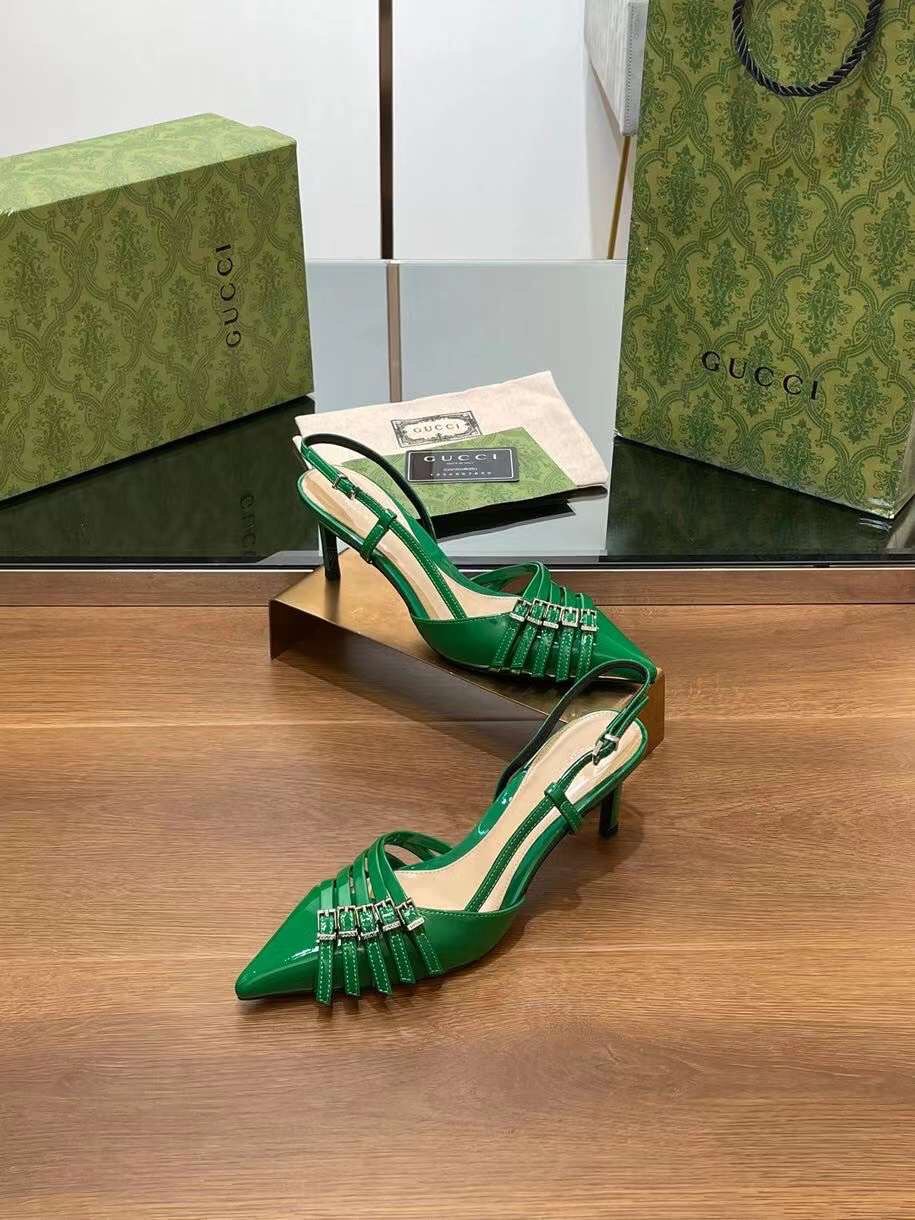 (1:1 replica) Gucci Leather Slingback Women s Shoes 6.5cm News