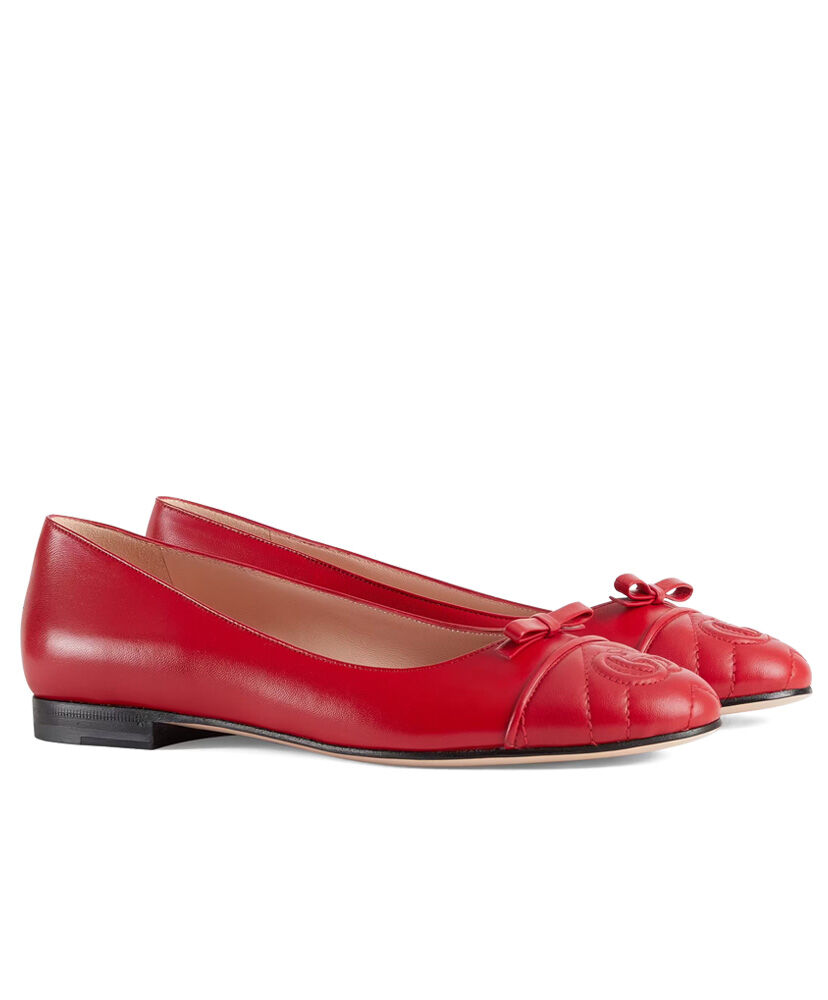 (1:1 replica) Gucci Women s Ballet Flat With Double G 680878 Red