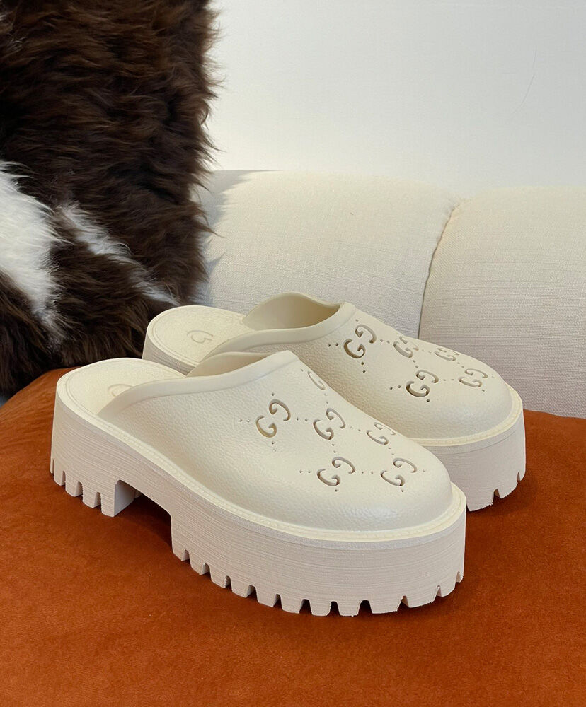 (1:1 replica) Gucci Women s Platform Perforated G Sandal