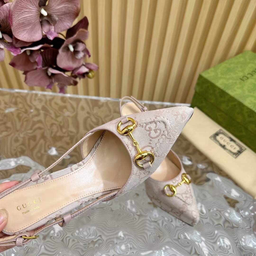 (1:1 replica) Gucci GG Horsebit Slingback Women s Sandal 10cm