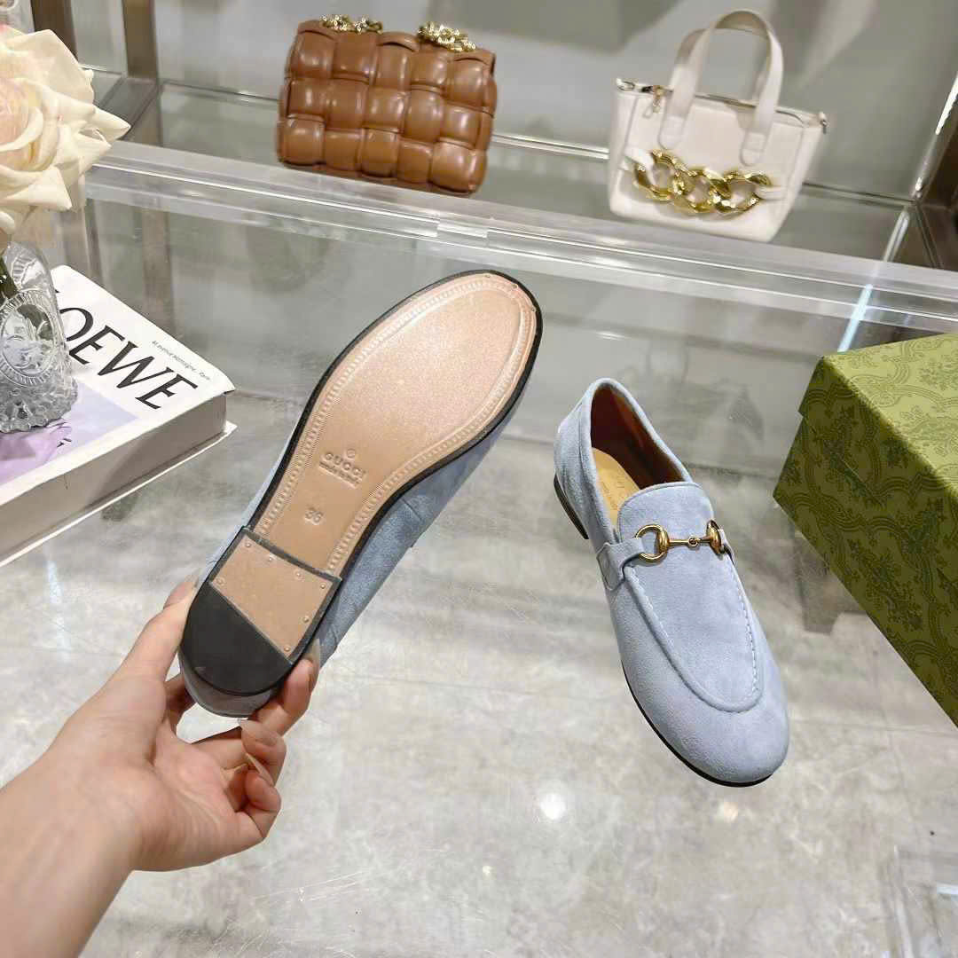 (1:1 replica) Gucci Horsebit Suede Leather Women s Loafer Shoes