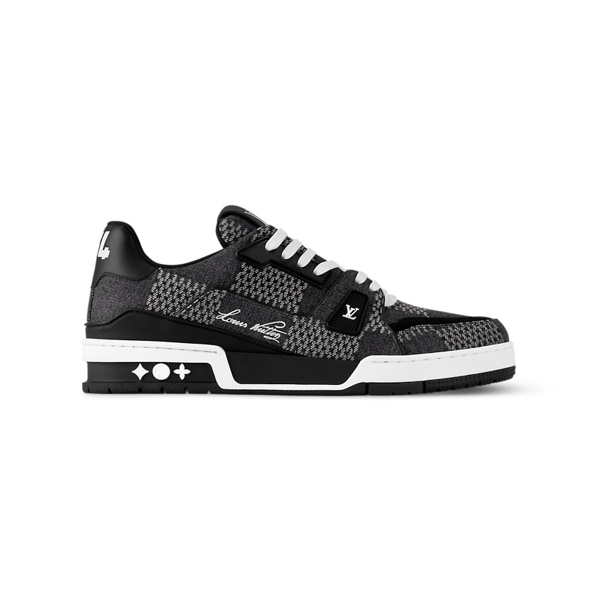 (1:1 replica) Louis Vuitton Trainer Black Damier 3D Denim Sneaker LVS208