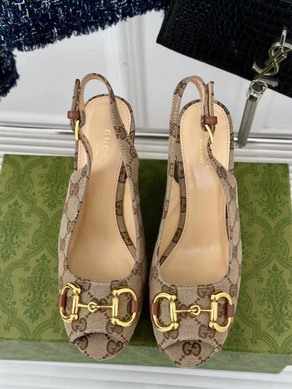 (1:1 replica) Gucci Wedge Women s Sandal 12cm