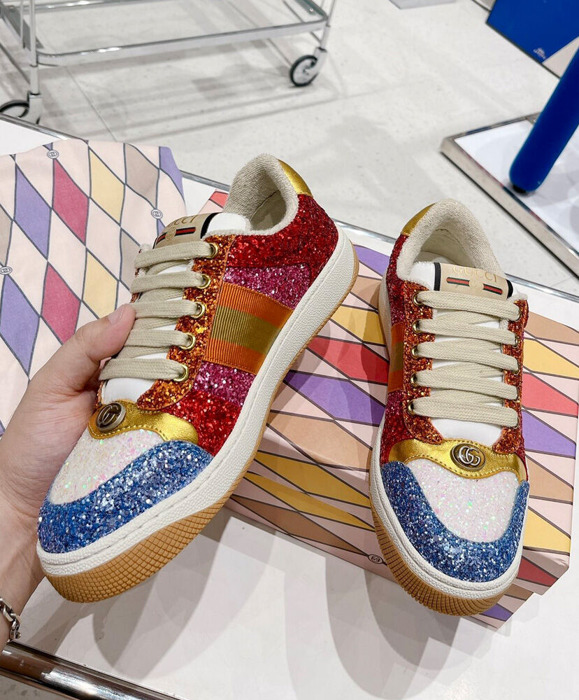 (1:1 replica) Gucci Unisex Lovelight Screener Sneaker With Glitter Polychrome